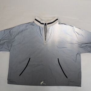 Akira silver reflective short sleeve crop top half zip large [115]